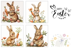 Vintage Easter Square Coasters, Vintage Bunny Sublimation Product Image 3