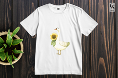 Watercolor Goose Holding Sunflower Clipart Sublimation PNG Product Image 3