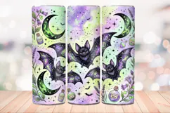 Halloween Bats 20 OZ Skinny Tumbler Wrap Sublimation PNG. Product Image 3