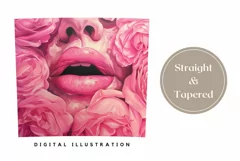 Pink Lips Tumbler Design, Roses Tumbler Sublimation PNG Product Image 3