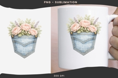 Denim pocket flowers png design for T-shirts Product Image 3