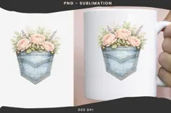 Denim pocket flowers png design for T-shirts Product Image 3