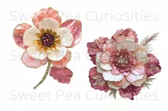 Sequin Flowers, Ephemera, PNG, watercolor, Clipart Product Image 3