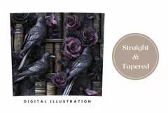 Black Raven Tumbler Wrap Design, Dark Crow Tumbler PNG Product Image 3