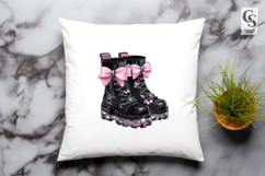 Gothic Pink Bow Girl Boots Clipart PNG Product Image 3