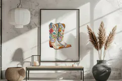 Watercolor Cowgirl Cowboy Boots Print Product Image 3