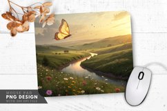 Glowing Butterfly in a Dreamlike Landscape Mouse Pad PNG Product Image 1