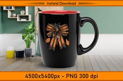 Halloween Orange and Black Bow with Flowers PNG Product Image 3