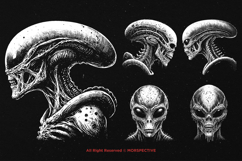 10 Bundle Dark Art Alien Head Ufo Monster Gothic Horror Product Image 5