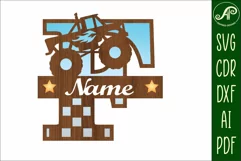 Monster truck Capital Monogram Letter F SVG Product Image 3