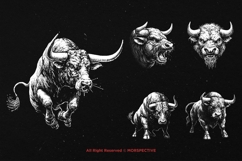 10 Bundle Dark Art Bulls Beast Animal with Horn Tattoo Product Image 5