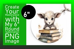 Whimsical Books and Floral Animal Circle Design PNG Product Image 1