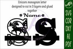 Unicorn Capital Monogram Letter name sign S SVG Product Image 3