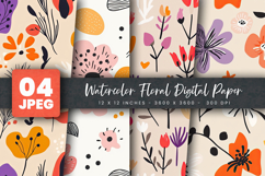 Watercolor Floral Digital Paper Product Image 1