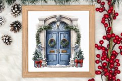 Christmas Door Watercolor Clipart, Christmas Door PNG Product Image 1