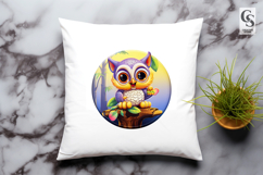 Cute Owl Forest Clipart Sublimation PNG Product Image 3