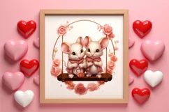 Valentine Animal On Swings Clipart, Valentine Animal Clipart Product Image 3