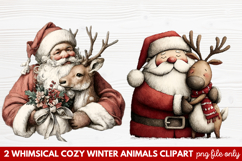 Whimsical Cozy Winter Animals Clipart | Cute Winter Wildlife Product Image 1