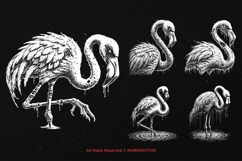 10 Bundle Dark Art Flamingo Bird Gothic Scary Horror Animal Product Image 5