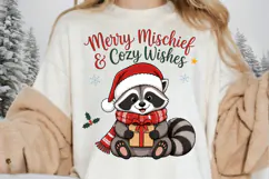 Cute Christmas Raccoon PNG, Merry Mischief and Cozy Wishes Product Image 5