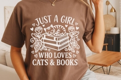 Just A Girl Who Loves Cats And Books Svg, Book Lover Svg. Product Image 4