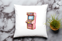 Retro Arcade Machine Watercolor Clipart Sublimation PNG Product Image 3