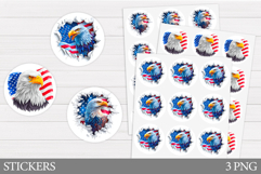 Patriotic Eagle Sticker Design. Patriotic Sticker Printable Product Image 1