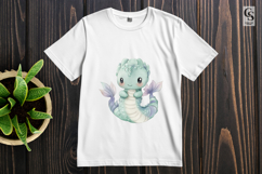 Cute Green Baby Dragon Clipart Sublimation PNG Product Image 3