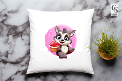 Cute Raccoon Cupcake Cartoon Clipart Sublimation PNG Product Image 3