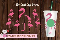 Floral Flamingo svg for Full Wrap Venti Cold Cup 24 oz Product Image 1