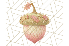 Fall Foliage Clipart PNG, Pink and Green Leaves Product Image 3