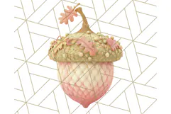 Fall Foliage Clipart PNG, Pink and Green Leaves Product Image 3