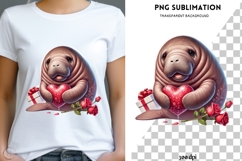 Valentine manatee png design for T-shirts Product Image 3