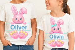 Easter Bunny Split Monogram Sublimation, Kid Name Easter PNG Product Image 2