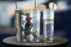 Elegant Woodpecker Illustration 20oz Tumbler Product Image 3