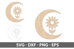 Moon In Shape A Daisy Laser Cut SVG | Earring Laser Cut Product Image 3