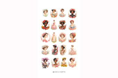 Watercolor Vintage Floral Ladies Clipart Bundle Product Image 3