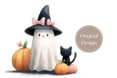 Cartoon Ghost Tumbler Design, Watercolor Halloween Tumbler Product Image 3