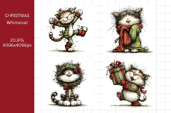 Christmas Cat, Whimsical, JPG, Junk Journal Product Image 1