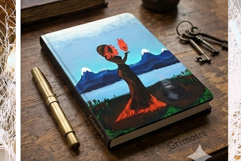 Witchy fire goddess wall art print of painting flame spirit Product Image 2