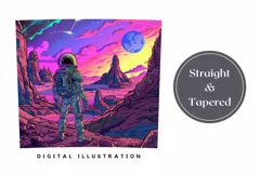 Neon Pink Sky Tumbler Wrap, Astronaut Tumbler Sublimation Product Image 3