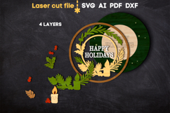 Christmas Wreath SVG laser cut files for Glowforge Product Image 3