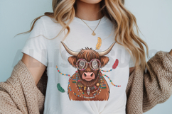 Cute Mardi Gras Highland Cow PNG, Animal Sublimation PNG Product Image 3