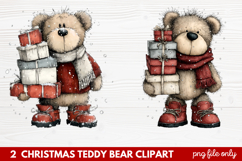 2 Christmas Teddy Bear Clipart | Cute Holiday Bear PNG Illus Product Image 1