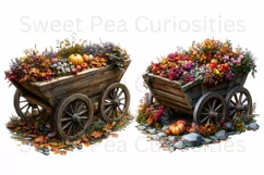 Fall, Autumn, Flowers, Cart, Ephemera, PNG, Clipart Product Image 3