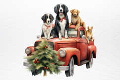 Vintage Red Truck With Many Clipart Product Image 3