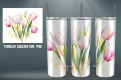 Watercolor Tulipa Tumbler Wrap Sublimation Designs |PNG Product Image 3
