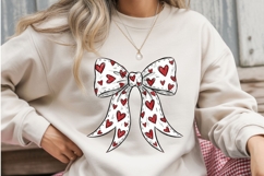 Valentine&#039;s Day Coquette Bow PNG, Red Heart Valentine&#039;s Product Image 3