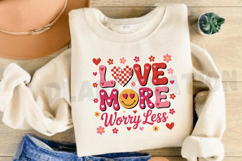 Love More Worry Less Valentine Smile PNG Design Product Image 3