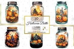 Halloween Bottle Clipart bundle, Watercolor Halloween Images Product Image 1